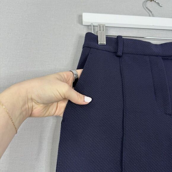 Theory Womens Dress Pants 2 Blue Pintuck Twill Knit 2 Trouser Comfy Office Basic - Picture 3 of 13